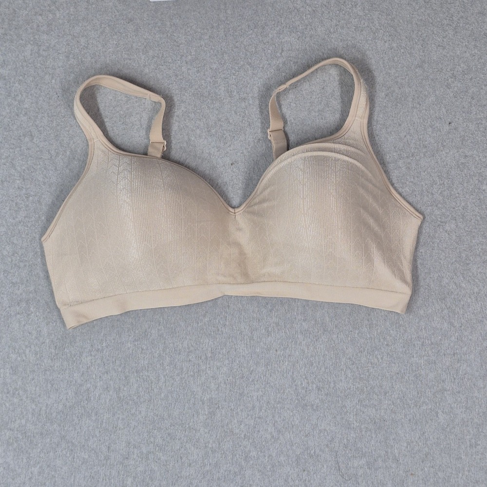 Bali Women Bra 42D Beige T Shirt Lightly Lined Wireless Strap Adjustable